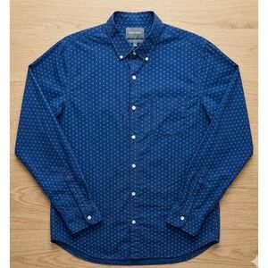 Bonobos Button Down Shirt Mens Large Blue Slim Fit Geometric Long Sleeve Cotton